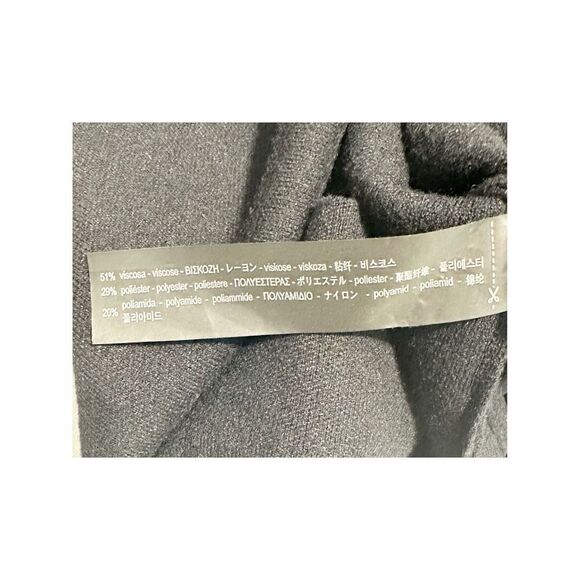 Zara Floral Embroidered Sleeves Tie Knit Dress Sweater Black Women's Size Medium - Picture 7 of 9